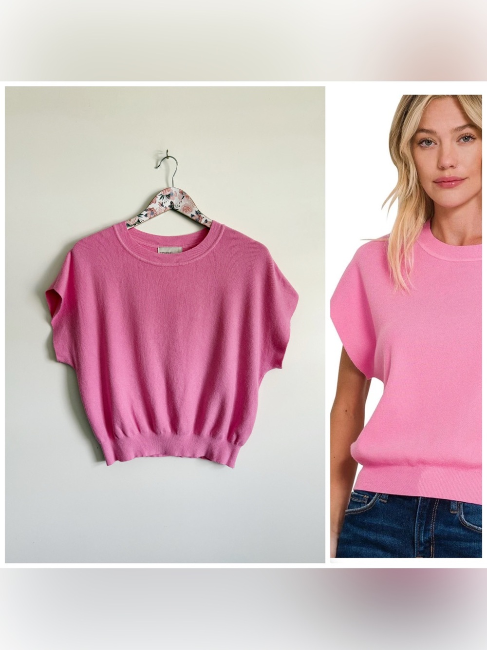 ZENANA Pink Round Neck Short Sleeve Dolman Sleeve Top Small